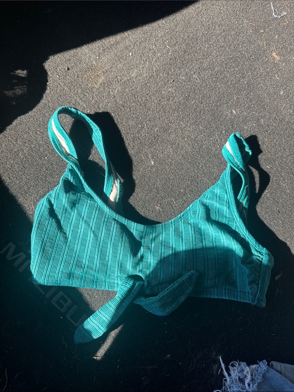 Teal Ribbed Knot Front Bralette